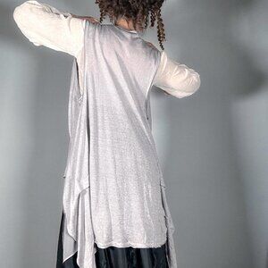 Stera Linen Blend Knit Vest/Wrap in lightgrey